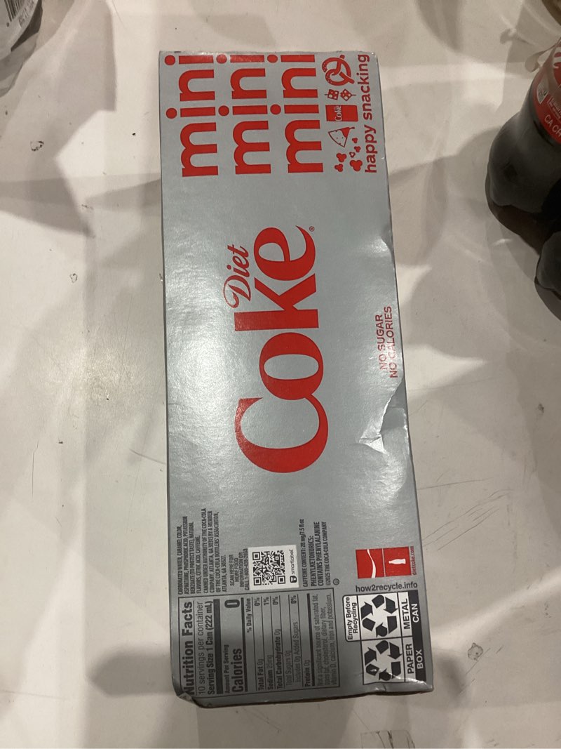 Condition photo showing New/Like New for Diet Coke Diet Cola Soda Fridge Pack  7.5 fl oz Mini Cans  10 Pack