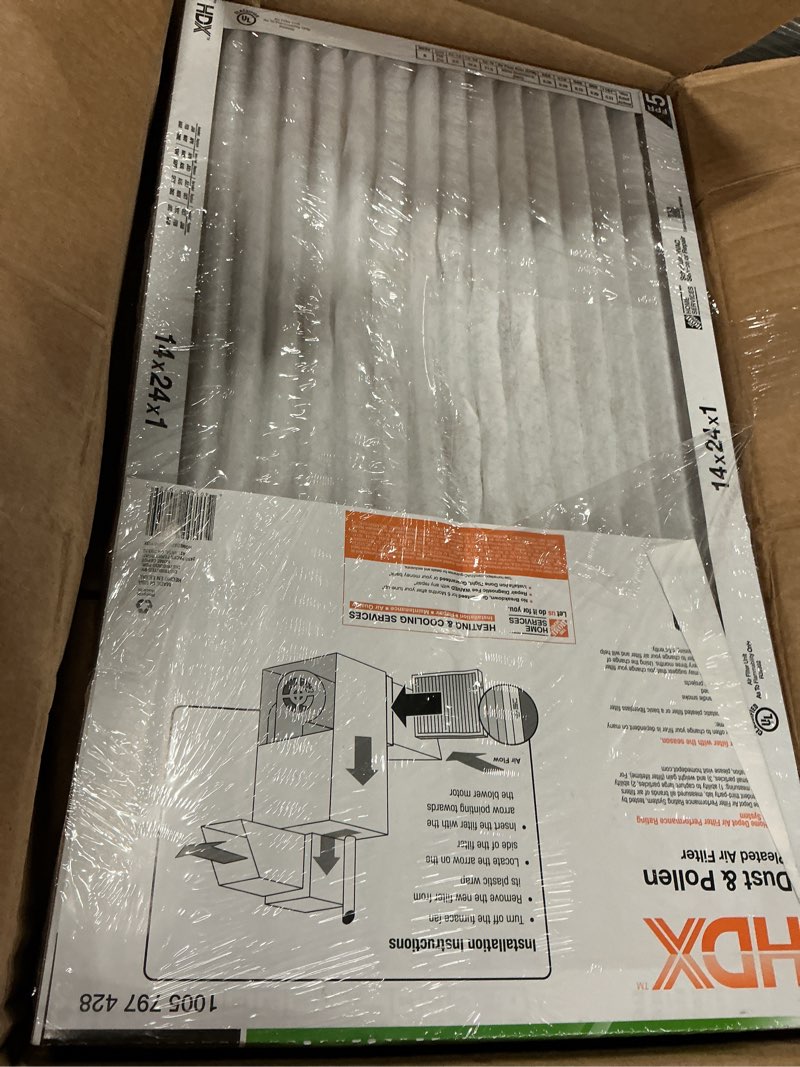 Condition photo showing As Is for 14 in. x 24 in. x 1 in. standard pleated air filter fpr 5 (3-pack)