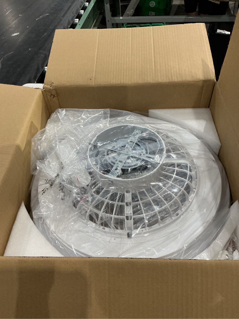 Condition photo showing Good Condition for smart low profle ceiling fans with 3-dimmable light remote/app control, 20" bladeless ceiling fans with 6 speeds, timer, quiet dc motor, ceiling fan with light for kids bedroom/living room white