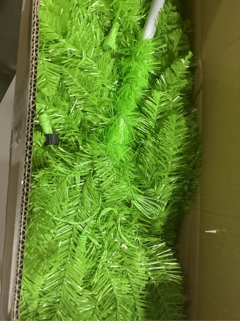 Condition photo showing Good Condition for 5.5FT Pre-lit Whimsical Artificial Christmas Tree with 150 LED Lights & Colorful Balls, Xmas Tree with 8 Lighting Modes Timer Remote Control & Metal Stand for Office Home Decor Indoor