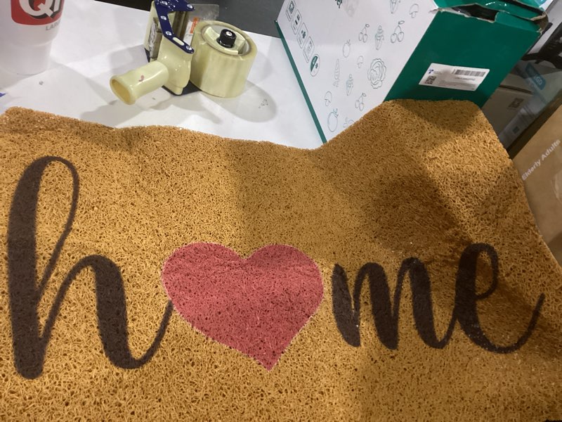 Condition photo showing Good Condition for Arttown Home Copywriter Door Mat Red Love Heart Welcome Doormat Thick Bottom Backing Non-Slip Durable Resist Dirt Door Rug Indoor Outdoor Entry Mat for Porch Entrance Patio 17x30 Inch Home 1