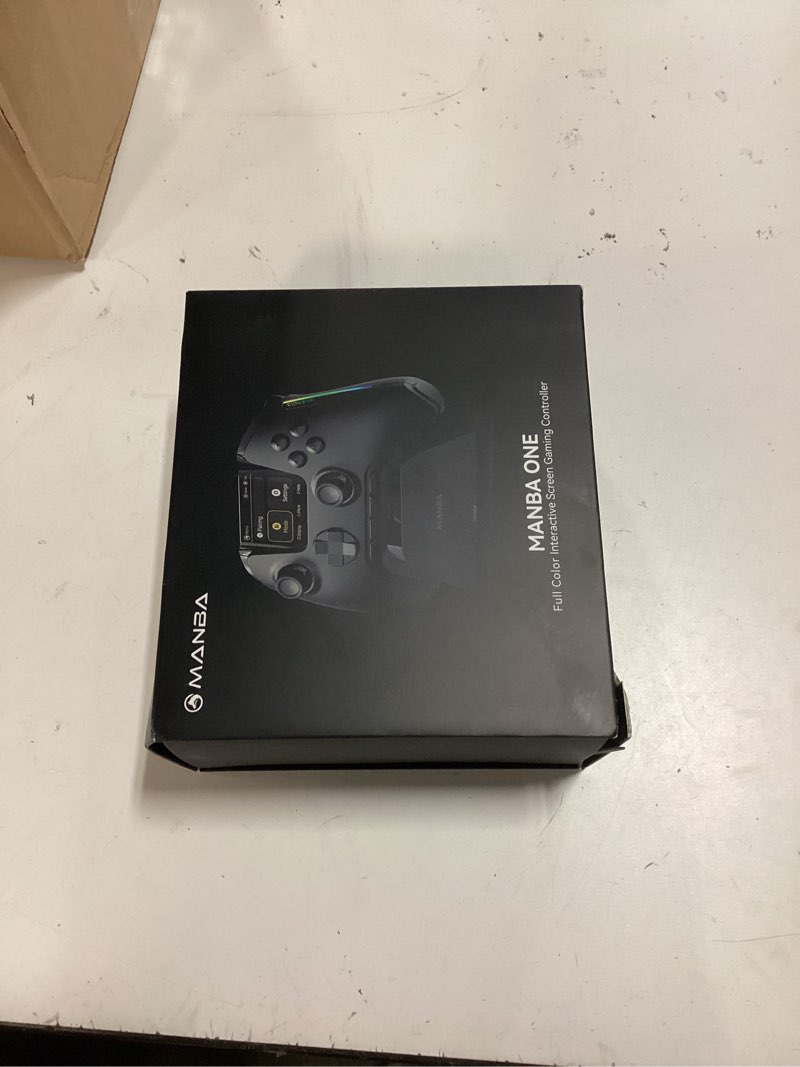 Condition photo showing New/Like New for manbaone interactive screen wireless gaming controller for pc/switch/switch 2/ios/android,hall effect stick & trigger,rgb lighting,remappable buttons,1800mah with charging dock (black)