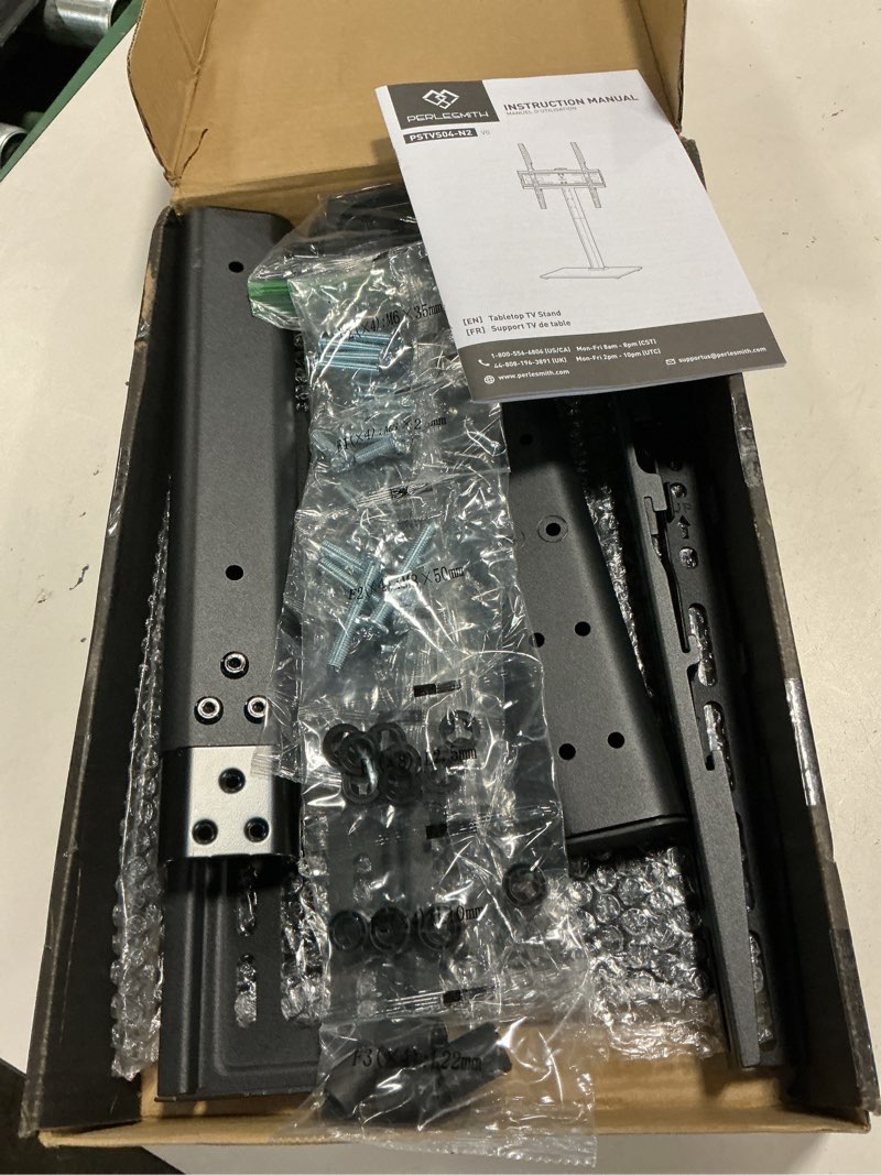 Condition photo showing Good Condition for perlesmith universal tv stand legs for 32-60 inch tvs, table top tv stand up to 88 lbs, height adjustable television tv mount, universal tv base for livingroom & bedroom, vesa 400x400mm pstvs04-n1 32-60 inch with fixed