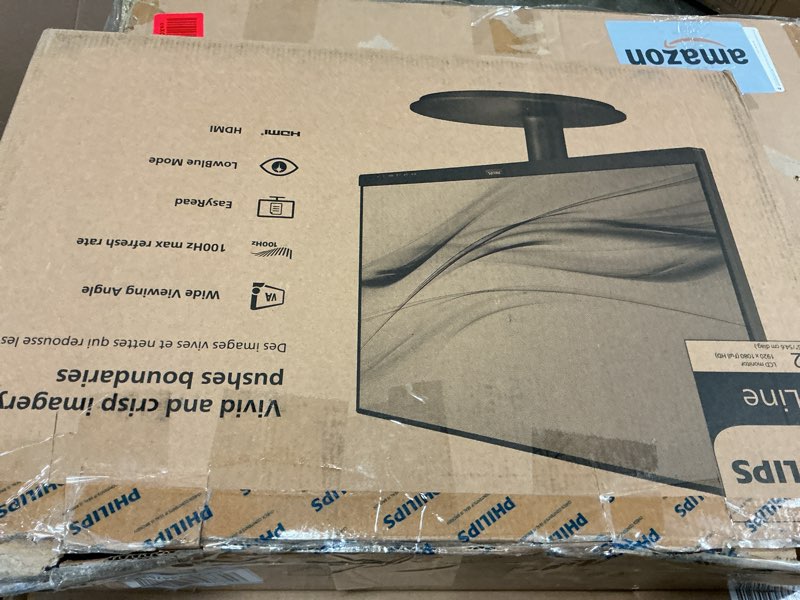 Condition photo showing As Is for philips 22 inch class thin full hd (1920 x 1080) monitor, 100hz refresh rate, vesa, hdmi x1, vga x1, lowblue mode, adaptive sync, 4 year advance replacement warranty, 221v8lb