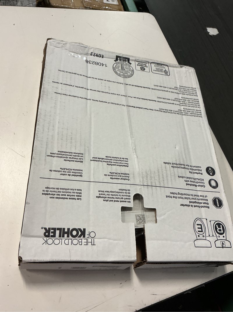 Condition photo showing New/Like New for kohler 4639-rl-0 cachet readylatch round toilet seat soft close, white white round ready latch