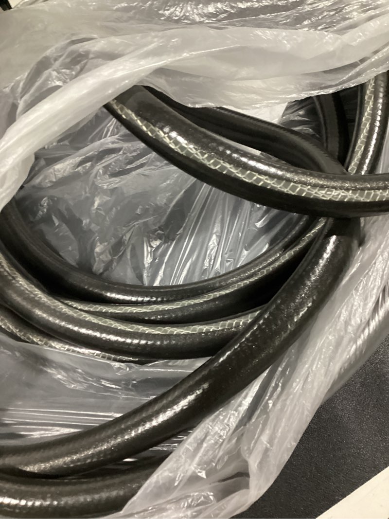 Condition photo showing As Is for garden hose 25ft x 5/8", non-expandable heavy duty premium flexible water hose, no kink, leakproof, lightweight hybrid hose with male to female fittings for household?backyard 25ft black