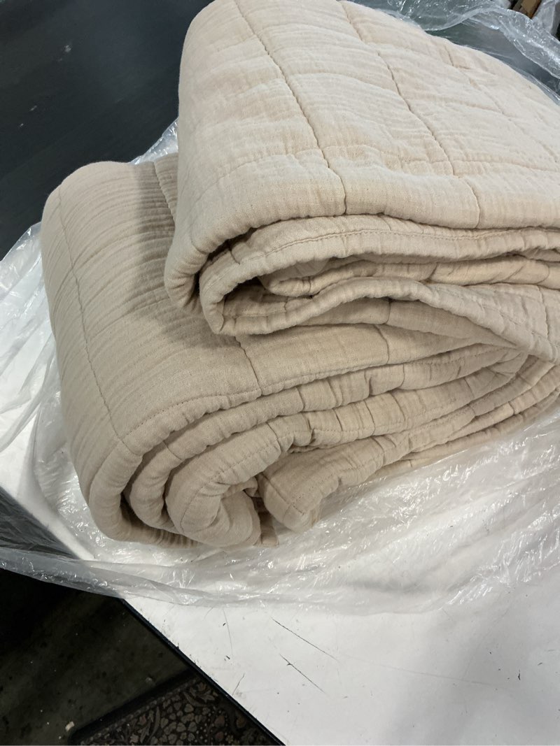 Condition photo showing Good Condition for quince (incomplete 1 piece)organic cotton gauze box quilt set, full/queen, dune