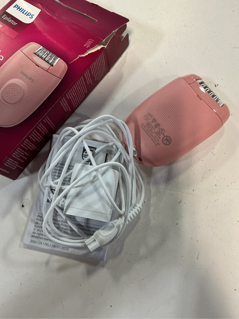 Condition photo showing As Is for philips epilator series 2000, corded epilator for legs and body, hair removal device for women, model bre227/00 pink epilator 2000