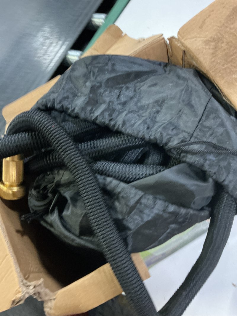 Condition photo showing As Is for j&b xpandahose 150ft expandable garden hose – ultra-strong 3750d, 4-layer latex core, brass 3/4? connectors, 10-pattern nozzle & storage bag – lightweight, kink-reducing, leak-resistant