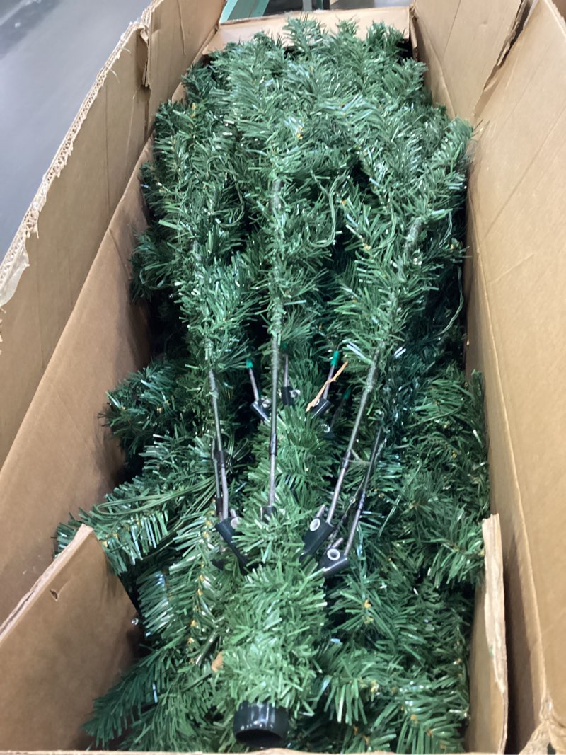 Condition photo showing As Is for Tree Company 7.5 ft Pre-Lit Downswept Douglas Fir Full Artificial Christmas Tree, 750 Clear Lights, 1867 Tips, Includes Stand, Green 7ft 6in Christmas Tree