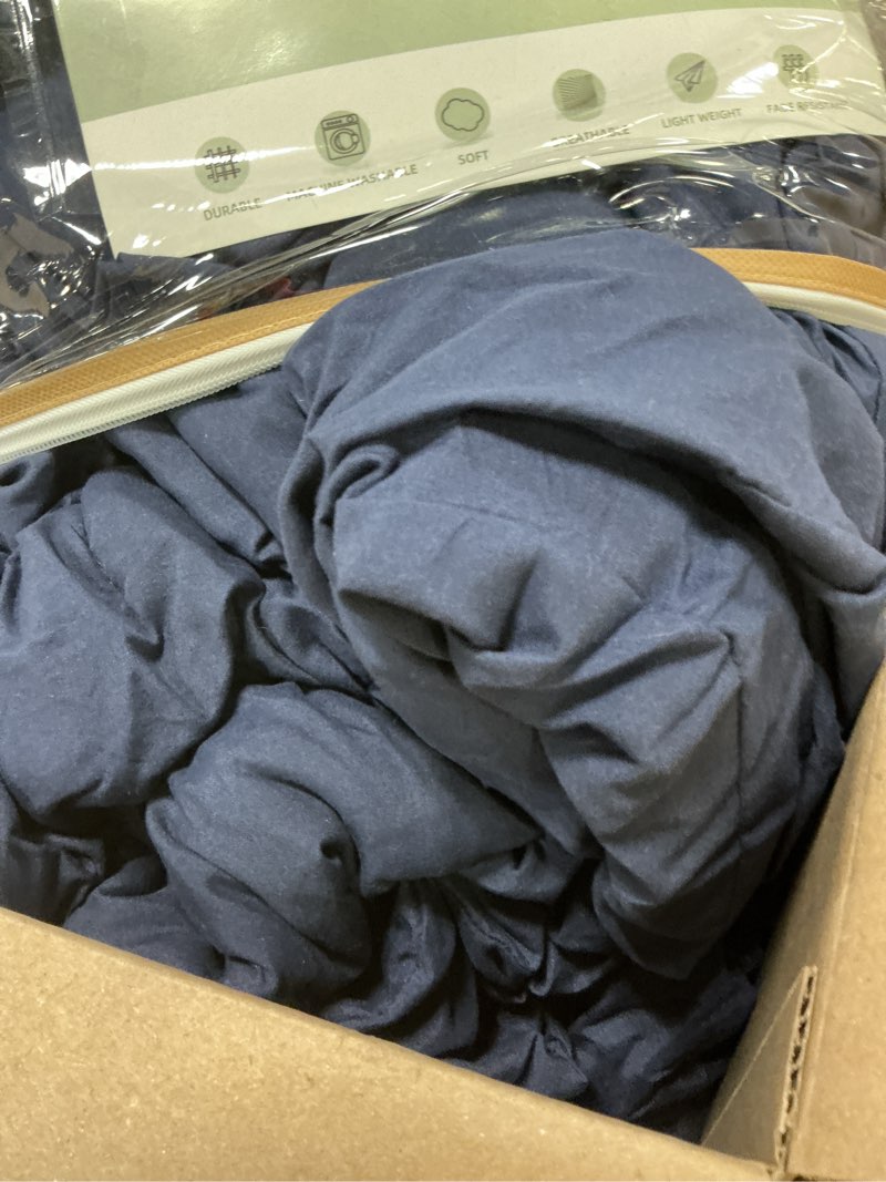 Condition photo showing Good Condition for biscaynebay wrap around bed skirts for king & cal king beds short drop of 12", navy adjustable elastic dust ruffles easy fit wrinkle resistant silky luxurious fabric machine washable king-12" drop navy