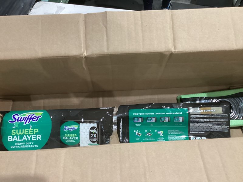 Condition photo showing Good Condition for Swiffer Sweep & Mop Deluxe 2-in-1 Multi-Surface Kit for Floor Cleaning, Includes 1 Sweeper Device, 5 Dry Sweeping + 6 Wet Mopping Heavy Duty Cloths, Black Deluxe Starter Kit