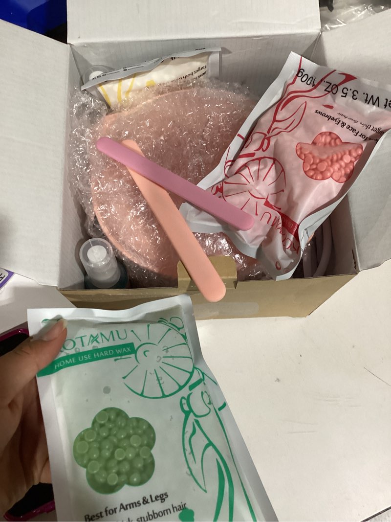 Condition photo showing Good Condition for kotamu waxing kit for women & men, wax warmer for hair removal, digital wax kit with silicone pot, ideal for face eyebrow arm legs armpit &sensitive skin, pink waxing machine for home salon use 3.5 ounce (pack of 4) blush 03