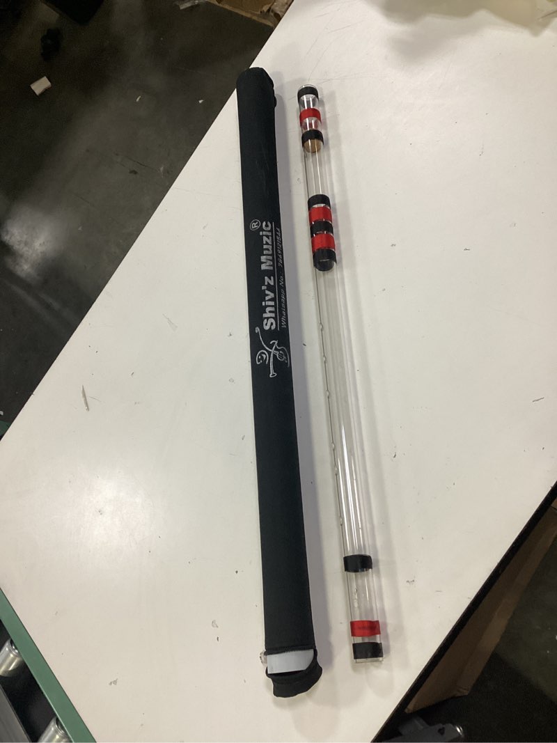 Condition photo showing As Is for shiv'z muzic acrylic transparent bansuri flute, c sharp medium, 18.5 inch (with bag