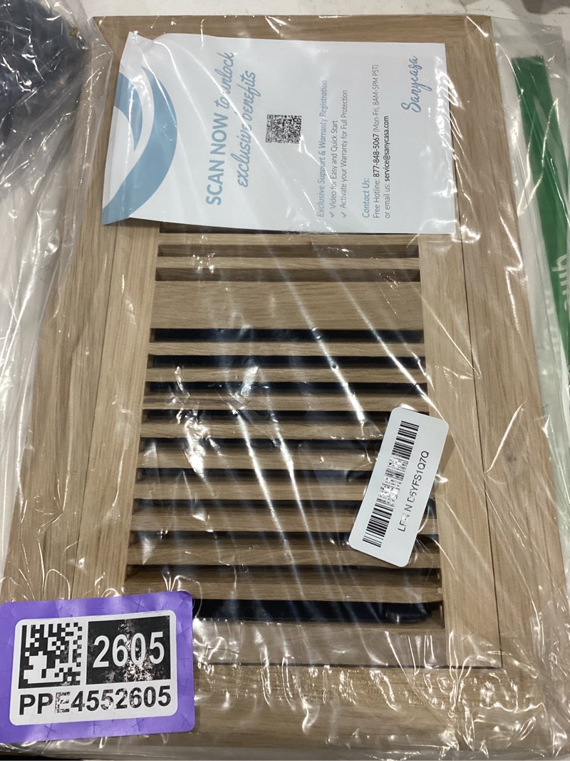 Condition photo showing New/Like New for Oak Floor Register for 6x12 Inch Duct Holes - Flush Mount Floor Vent with Metal Damper - White Wooden Vent Covers for Home Floor - 0.8 Inch Thickness - Unfinished 6 x 12 White Oak