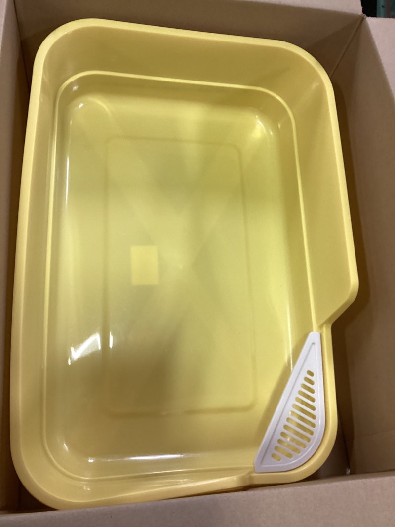 Condition photo showing Good Condition for Extra Large Cat Litter Box with High Sides,Cats Boxes for Indoor Cats,Cat Litter Pan for Kitty,Litter Box with Low Entry,Easy to Clean,Anti-Splashing,23.6" x15.7" x5.9" (Yellow)