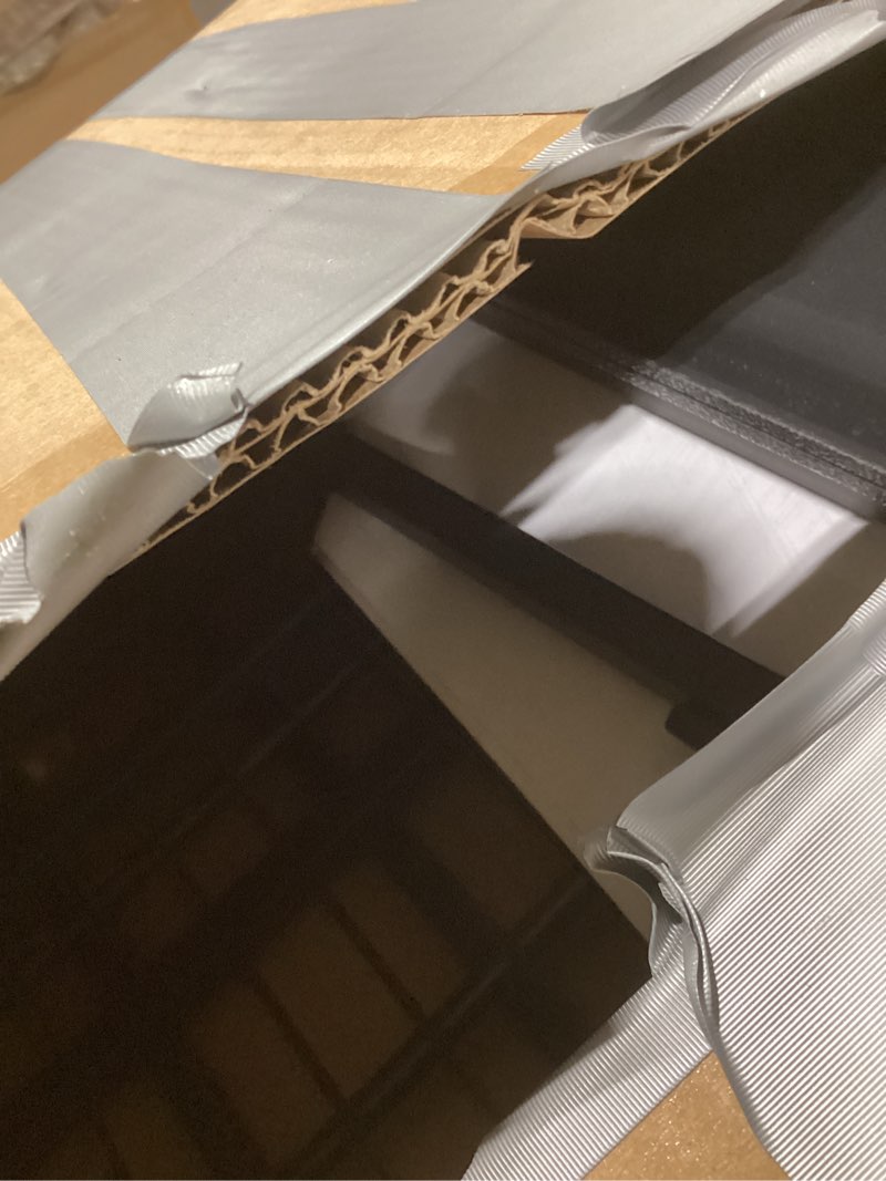 Condition photo showing As Is for aboxoo 48/42 inch XL Dog Crate for Large Dog/Double Medium Dogs,Heavy Duty Metal Dog Cages,All Metal Open Top,Dog Kennel Indoor with Wheels,Floor Grid, Tray, Divider and Feeding Bowl