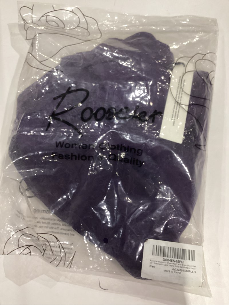 Rooscier Women's Sexy Sheer Mesh Midi Dress Short Sleeve 3 Piece Outfits with Cami Shorts Solid Dark