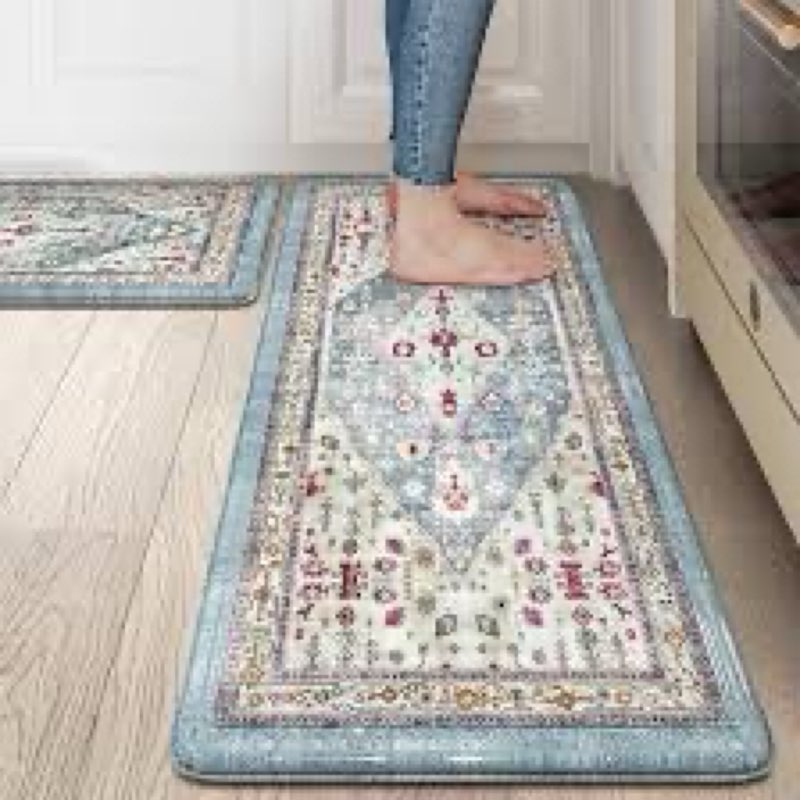 Collive Anti Fatigue Mats for Kitchen Floor, Cushioned Comfort Kitchen Rugs Sets of 2 Waterproof Non