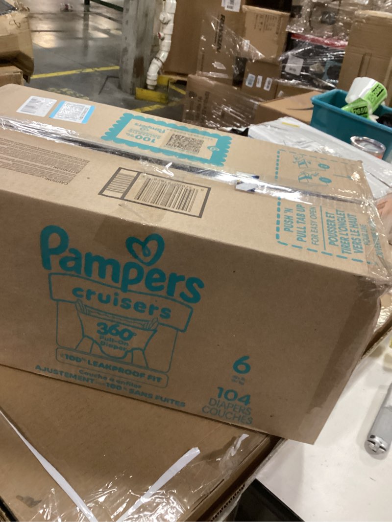 Condition photo showing New/Like New for Pampers Diapers - Cruisers 360 - Size 6, 104 Count, Babyproof up to 100% Leakproof Pull-On Diaper Size 6 104