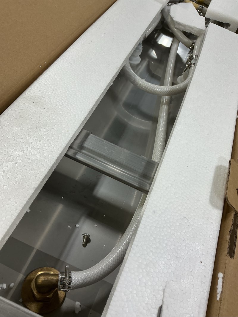 Condition photo showing Good Condition for ROVOGO Shower Panel Tower with Rainfall Waterfall Shower Head, 5 Body Jets and 3-Function Handheld, High Pressure Rain Massage System, Wall-Mount Shower Column, 304 Stainless Steel Brushed Brushed&Chrome