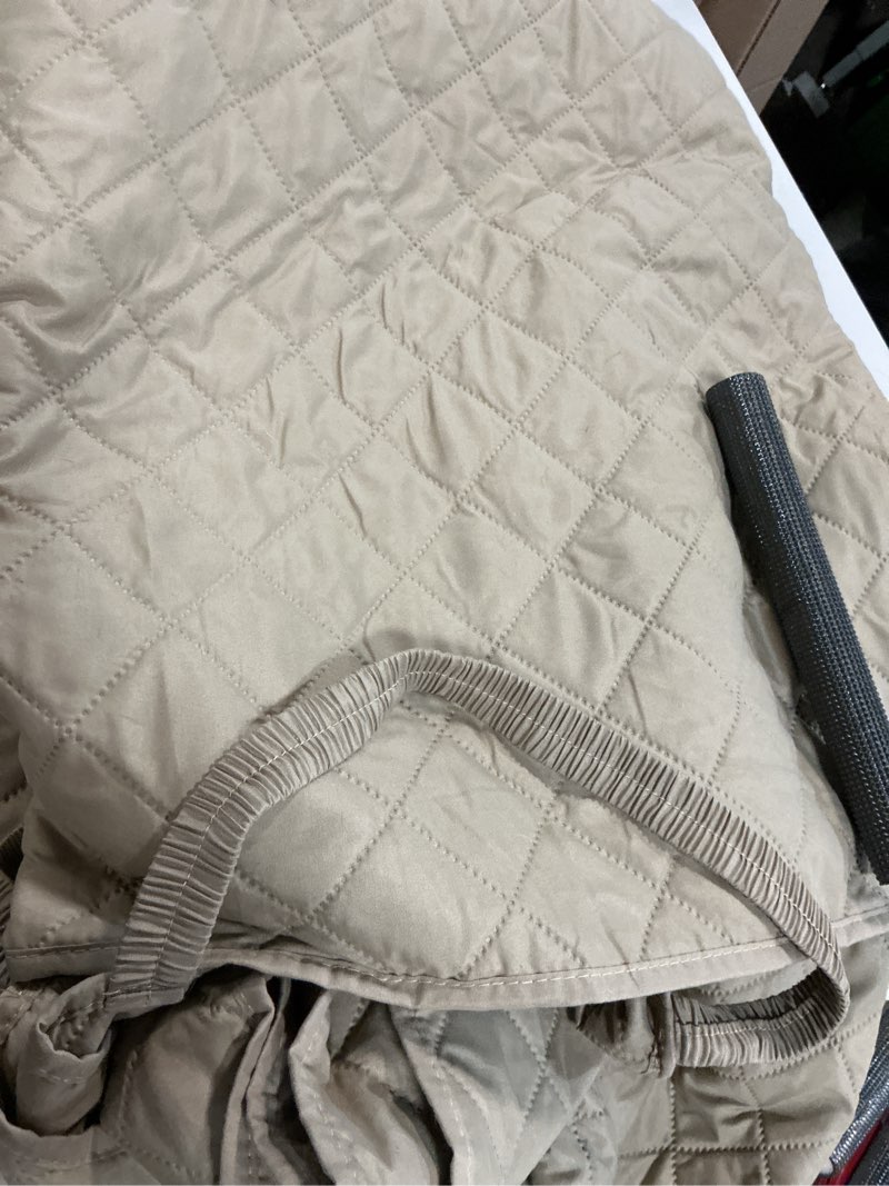 Condition photo showing As Is for purefit reversible quilted sofa cover, water resistant slipcover furniture protector, washable couch cover with non slip and elastic straps for kids, dogs, pets (sofa, beige/beige) large beige/beige