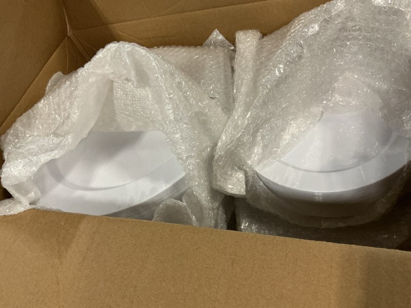 Condition photo showing New/Like New for BESTSTAR 200PCS White Plastic Plates Set, 100 10.25 inch Dinner Plate and 100 7.5 inch Dessert Plates, Premium Disposable Plates for Party, Wedding 200 White