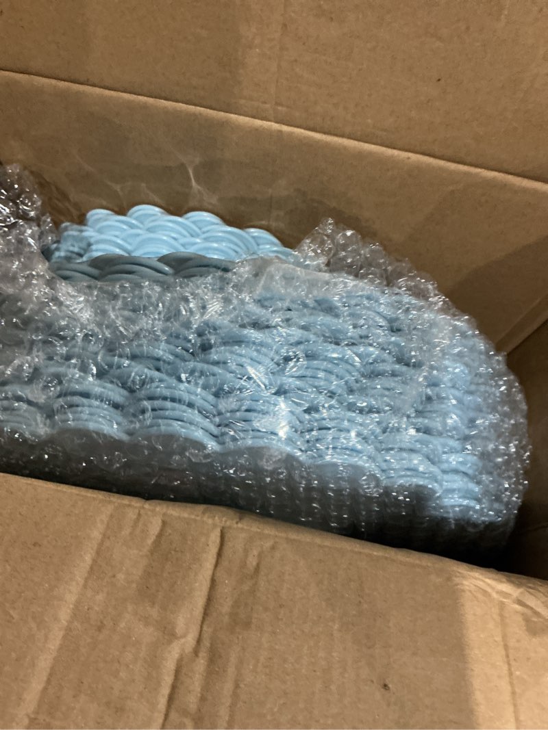 Condition photo showing Good Condition for liyh 60 pcs baby blue plastic plates with gold edge - disposable light blue plastic plates includes 30 dinner plate 10.25" and 30 dessert plate 7.5" for party birthday wedding blue and gold plates