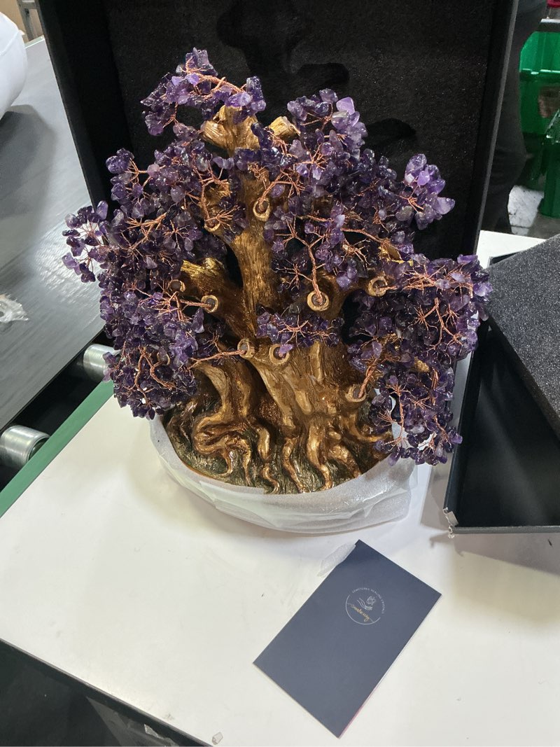 Condition photo showing Good Condition for Natural Large Amethyst Tree,18" Amethyst Crystal Bonsai Tree(1300 Gemstone Count) Chakra Tree with Healing Properties Crystal Feng Shui Money Tree of Life for Positive Energy Good Luck Wealth