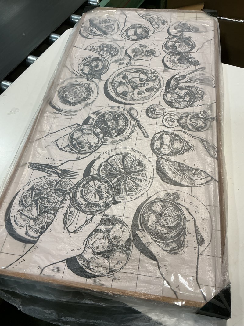 Condition photo showing Good Condition for dracit food and drink framed canvas print wall ar ,sketch pizza cheers friends party wall decor,retro overhead view of gathering artwork for kitchen dining room restaurant decor-20 x40