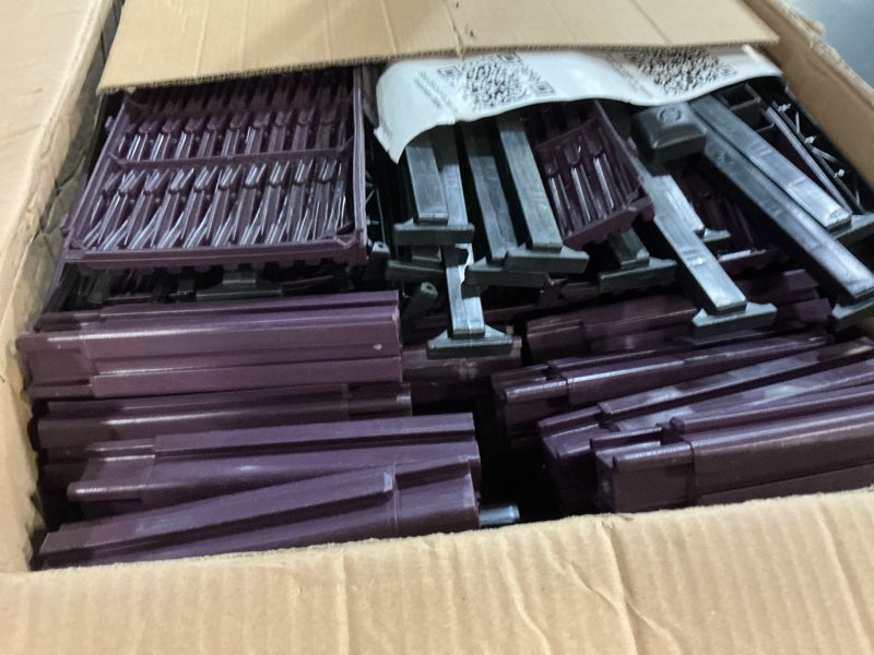 Condition photo showing As Is for raised garden bed with reinforcement rods elevated planter boxes for outdoor plants with drainage holes for flowers vegetables herbs patio backyard deck balcony, purple 47.2x15.7x19.3 in purple double-layer (47.2x15.7x19.3 in)