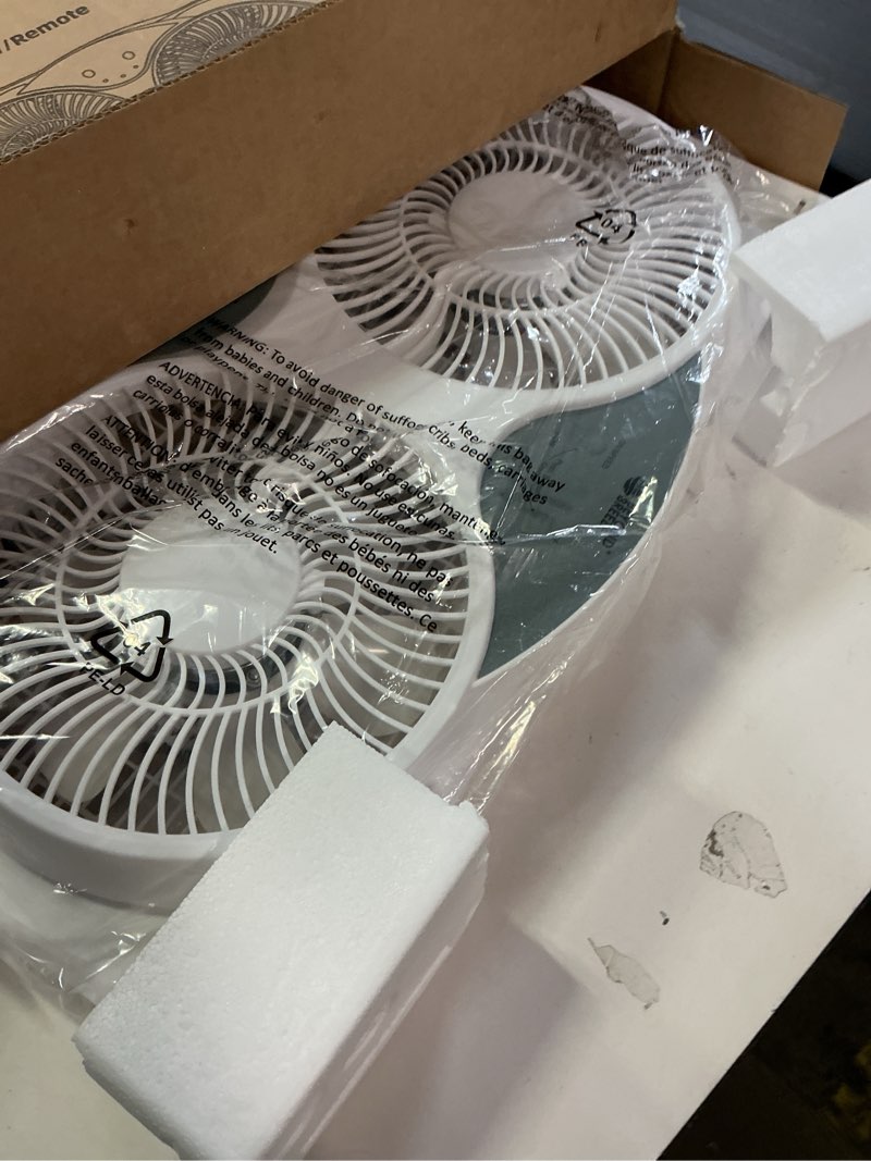 Condition photo showing Good Condition for BEYOND BREEZE Window Fan Reversible Airflow, 9" Dual Window Fan with 3-Speed 3 Modes (Cool, Circulate, Exhaust), Remote Control Twin Window Fan 23.5" to 37" Adjustable Width for Bedroom, Kitchen, Home 9'' Remote Control