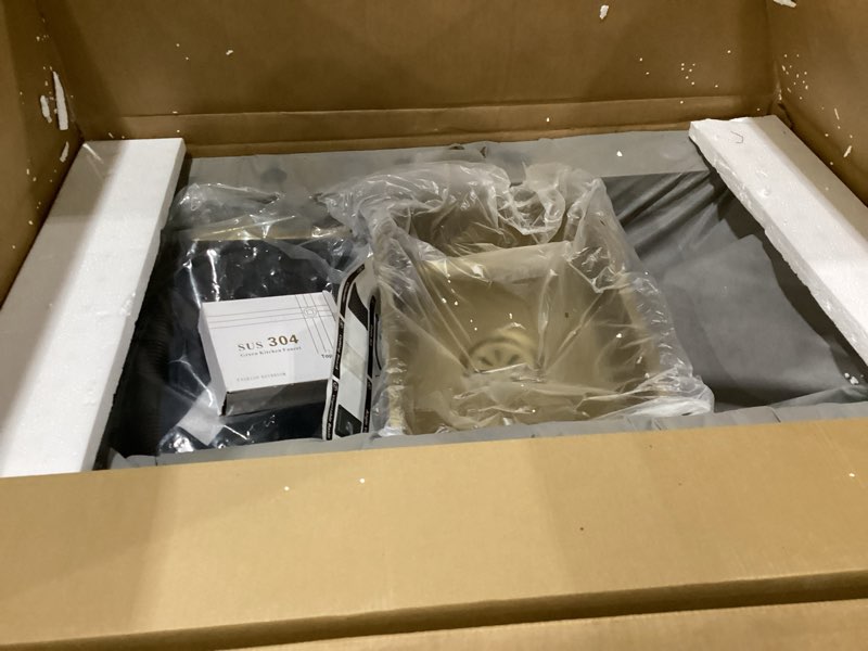 Condition photo showing New/Like New for Double Waterfall Sink with LED Display, Cup Washer, Soap Dispenser, Worktop Controller, Gold, 29.5 * 18.1 * 8.7 IN Gold 29.5 * 18.1 * 8.7 IN