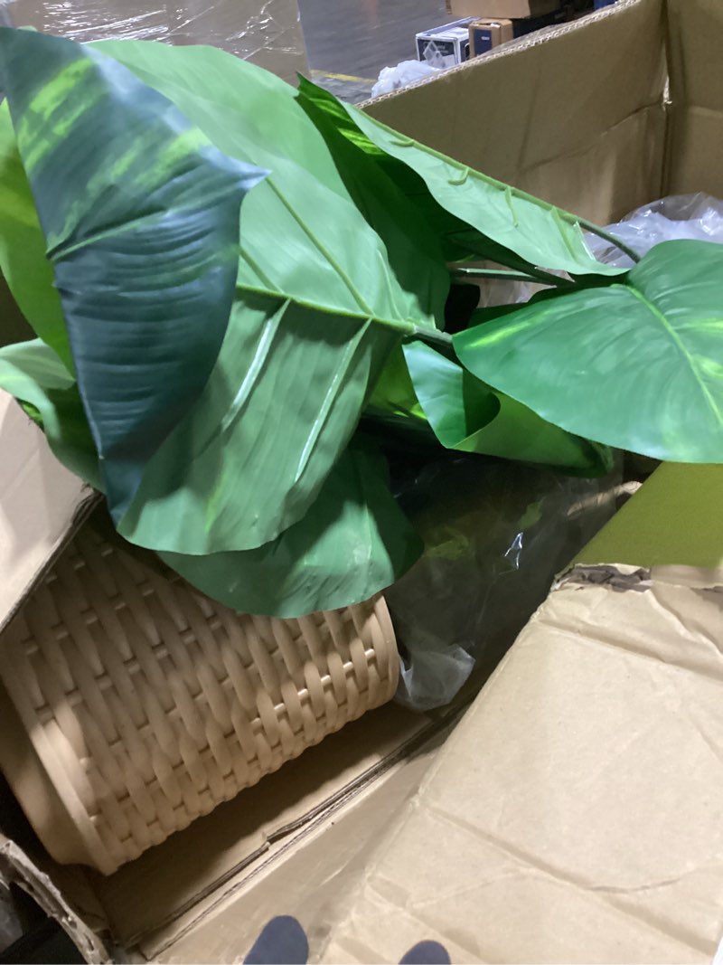 Condition photo showing Good Condition for bird of paradise plant artificial , low-maintenance faux tree with realistic silk banana leaf floor plant in sturdy pot, tropical decor for home office and bedroom