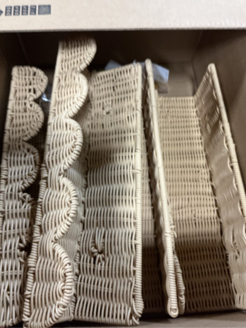 Condition photo showing Good Condition for pinkunn 4 pcs nursery book shelves 23.6 inch rattan scalloped floating bookshelves wicker boho book shelf for wall mounted decor nursery rooms hanging 23.6 inch beautiful