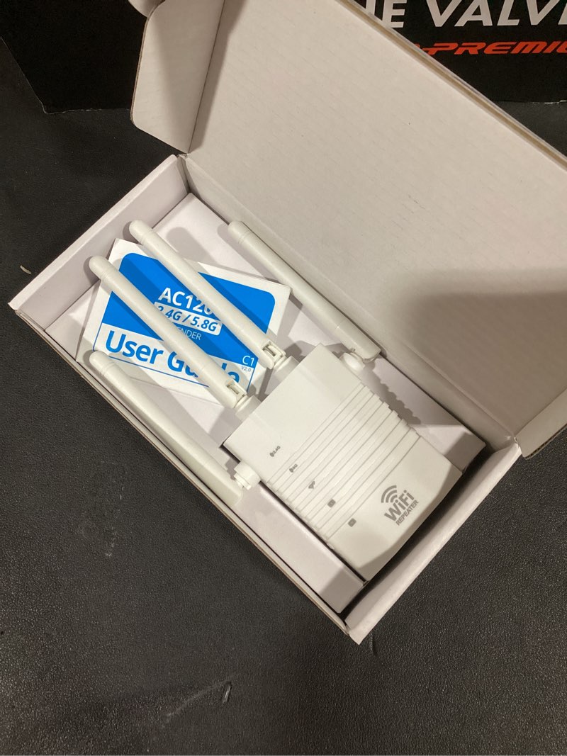 Condition photo showing Good Condition for WiFi Extender Supports 105 Devices, 1.2Gbps Home Signal Booster,WiFi Extender Signal Booster with Dual Band 5GHz/2.4GHz, WiFi Booster Up to 12880 Sq.ft, EasyMesh Compatible, One Ethernet Port white-q01