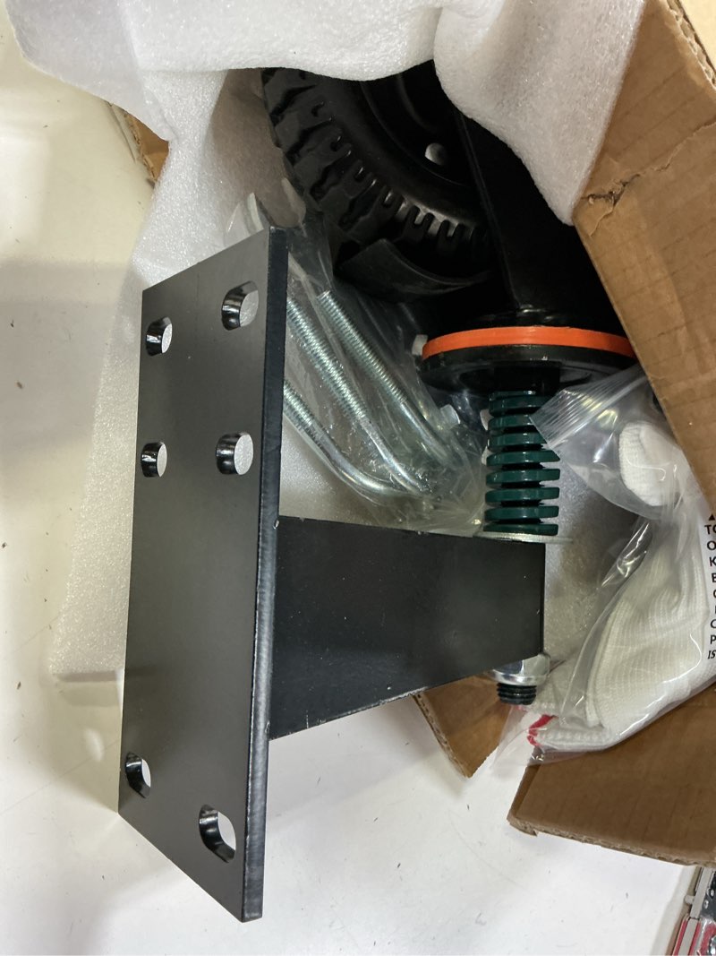 Condition photo showing New/Like New for eazy2hd 6 inch gate wheel, 500lbs heavy duty gate wheel with brake, 360° rotation fence gate wheels, spring loaded gate caster for wooden, farm, cattle & metal tube swing gate with screws screwdriver 6inch black 500lb