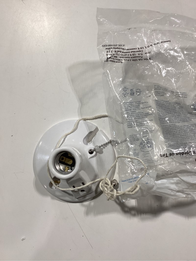 Condition photo showing Good Condition for eaton 3-way 660 -watt plastic pull chain ceiling socket , white