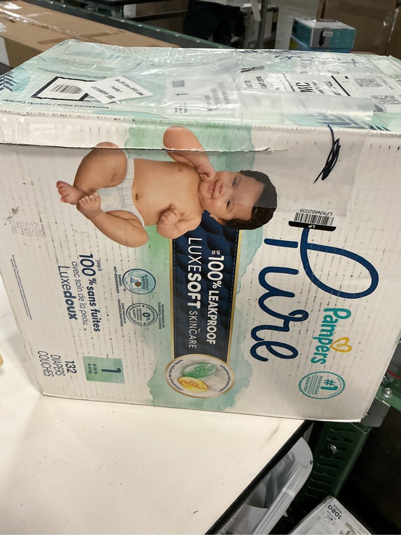 Condition photo showing New/Like New for pampers pure protection diapers pack size 1 - 132 ct
