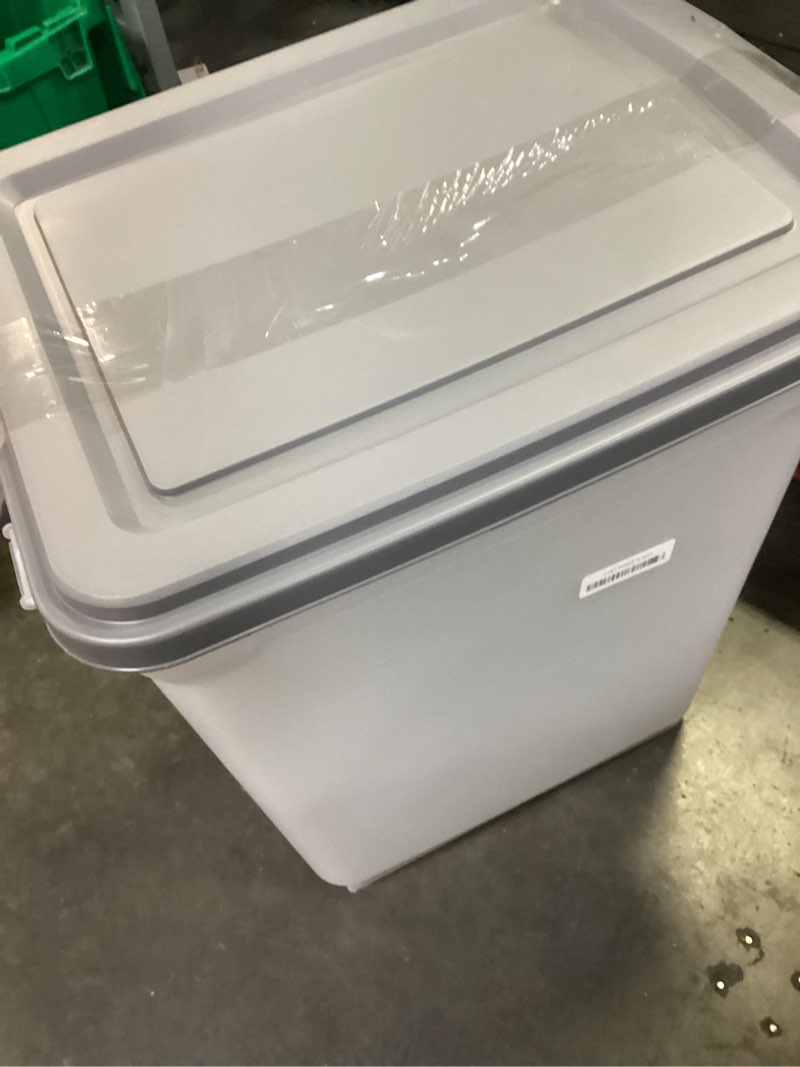 Condition photo showing Good Condition for iris usa dog food storage container 58 lbs, attachable wheels, & included scoop, for dog cat birds and other pets, food storage bin, keep fresh, easy mobility, bpa free - made in the usa, dark gray 58 lbs dark gray