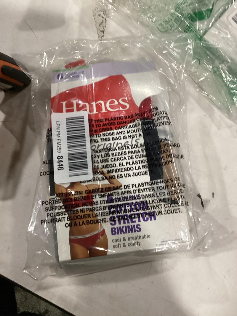 Condition photo showing New/Like New for Hanes Women's Originals Bikini Panties, Breathable Stretch Cotton Underwear, Assorted, 6-pack Large Basic Color Mix