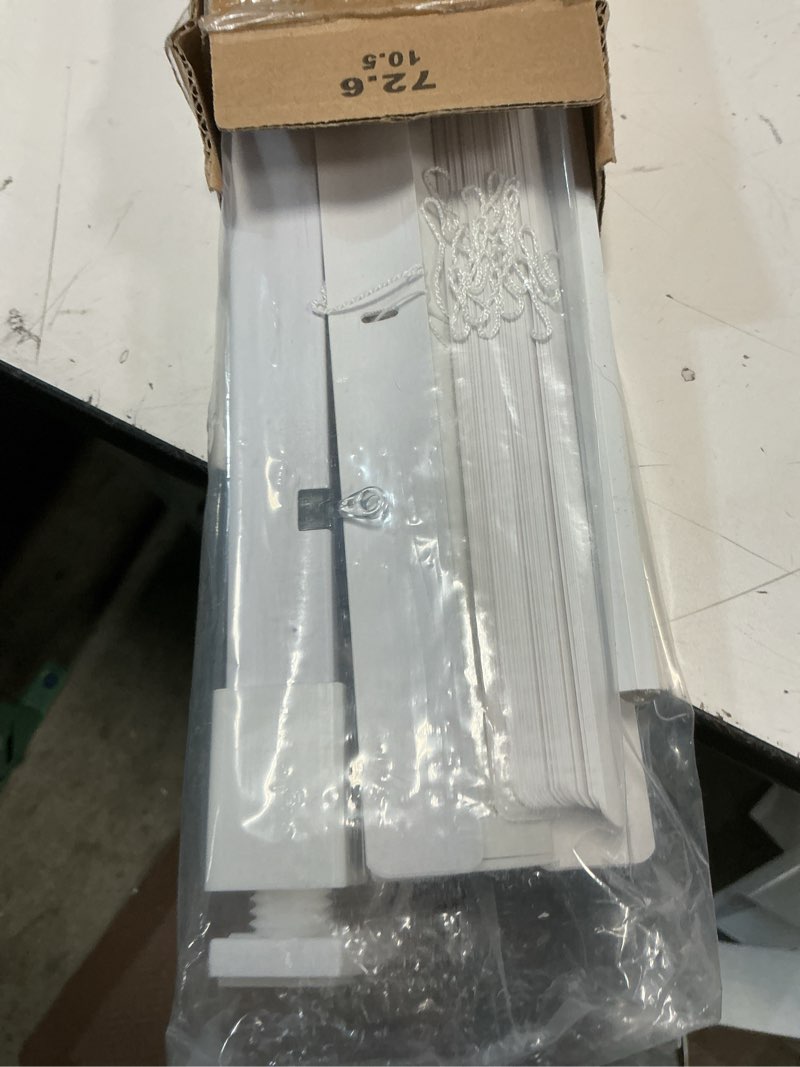 Condition photo showing Good Condition for LazBlinds No Tools No Drill 1" Vinyl Mini Blinds, Cordless Blinds for Windows, Light Filtering Horizontal Window Blinds & Shades, 29" W x 48" H, White Cordless-white 29" W x 48" H