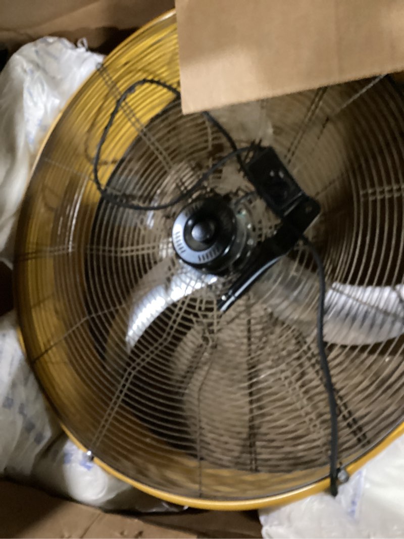 Condition photo showing As Is for uthfy 14000 cfm heavy duty industrial drum fan, 30 inch 550w high velocity floor fan with 3 speeds, 360° tilt metal garage fan for warehouse, commercial, workshop, factory and basement