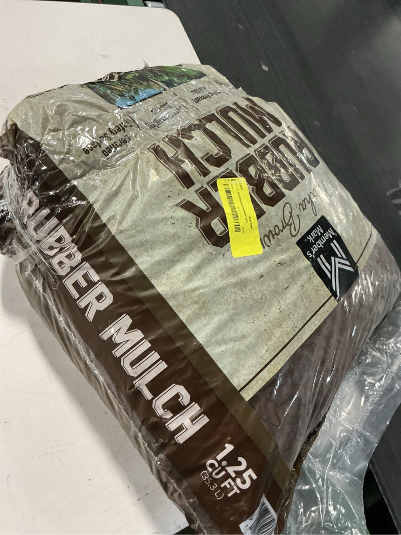 Condition photo showing Good Condition for member's mark brown rubber mulch, 1.25 cubic feet