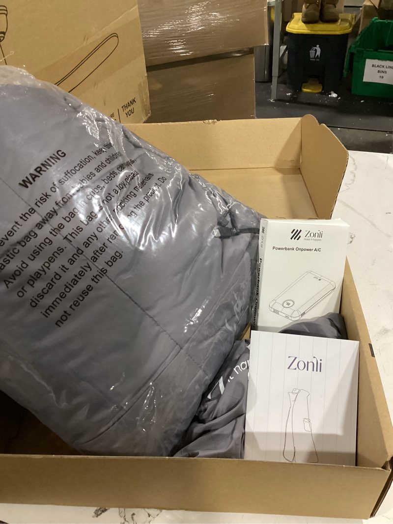 Condition photo showing As Is for zonli heated blanket, electric portable cordless heated wearable blankets battery operated heated throw blanket, rechargeable power bank for home, office, living room, camping, travel grey-1