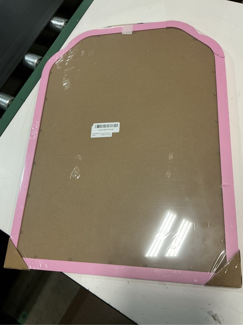 Condition photo showing As Is for cork bulletin board, 17.7"*23.6" pin board with pink frame, decorative hanging message board for home office school - memos, notes, photos, vision board(pk-4560) pink 23.6" x 17.7"