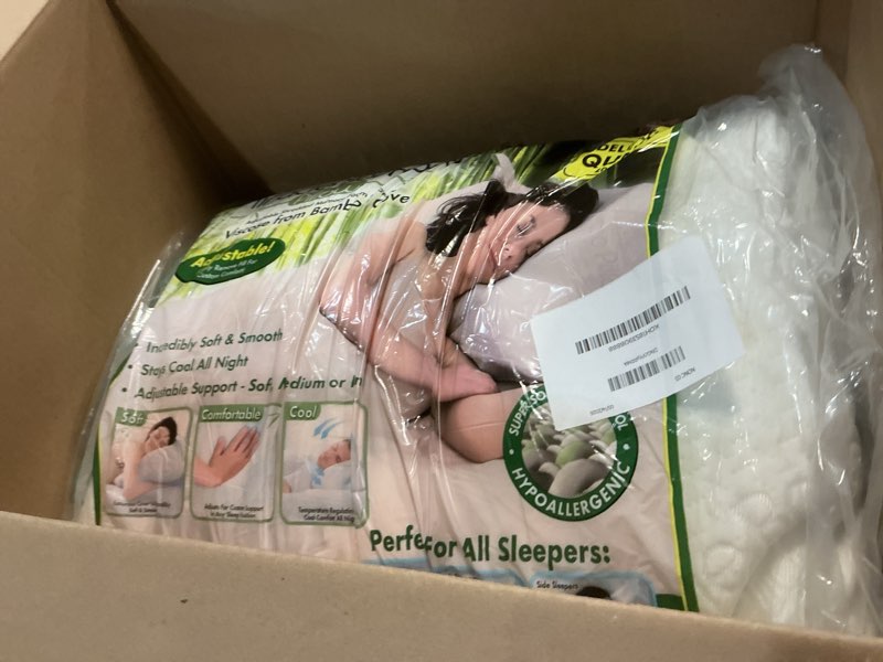 Condition photo showing New/Like New for ontel miracle shredded memory foam pillow with viscose from bamboo cover, queen, white