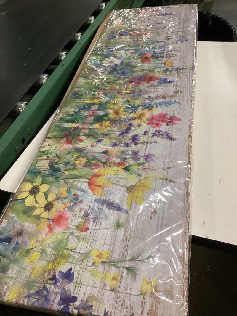 Condition photo showing New/Like New for rustic wildflower wall art colorful farmhouse floral scenery picture decor watercolor flower landscape wood grain prints painting artwork for living room office bathroom bedroom home decoration 14x48" 14"l x 48"w rustic wildflower
