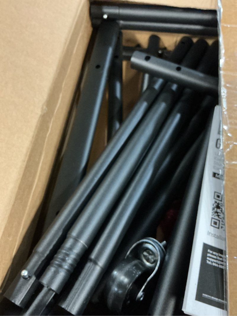 Condition photo showing As Is for clothes rack, double rods rolling clothing rack for hanging clothes, portable garment rack with wheels, coat rack wardrobe closet load 240 lbs for bedroom laundry room, black