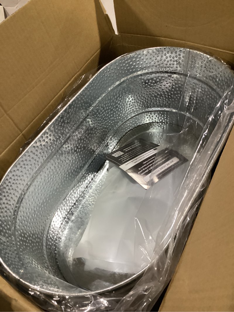 Condition photo showing Good Condition for 2 pack galvanized tub ice bucket large metal drink buckets for parties beer beverage tub with carry handles for champagne cocktails wine cooling for mimosa bar supplies 3 gallon